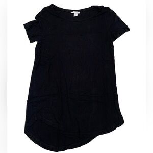 💜 AMISU Black Asymmetrical Hem T-Shirt Top Size XS